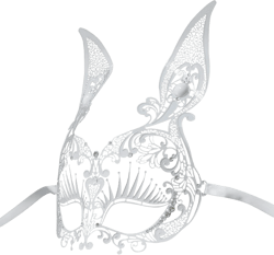 Qavctw Retro Metal Masquerade Mask for Women - Shiny Rhinestone Rabbit Mask for Mardi Gras & Parties