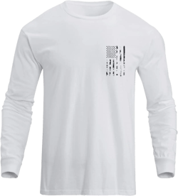 H HYFOL Men's Graphic T-Shirts USA Flag Cotton Long Sleeve American Patriotic Crewneck Regular Tee Shirts White XX-Large