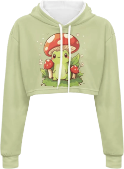 ZOUTAIRONG S-5XL Womens Crop Hoodie Long Sleeve Athletic Clothing Hooded Sweatshirt 3X-Large Mushroom Frog