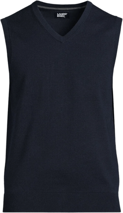 Lands' End Men's Fine Gauge Cotton Vest - 2X Large - Radiant Navy