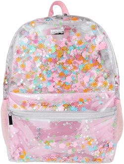 Packed Party Flower Shop Clear Backpack; Women's Fashion Book Bag; For Ladies at School, Work, Travel, and the Beach (Medium)