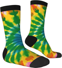 Gingerbread Man Christmas Cute Women Men Crew Socks, Mid-Calf Funny Socks 1 Tie Dye Spiral Colorful