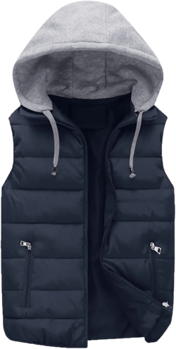 Men's Outerwear Vests Slim Fit Waterproof Hooded Puffer Vest Big and Tall Zip Up Sleeveless Cotton Padded Winter Jackets X-Large A