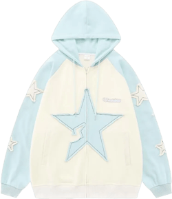 2023 Grunge Hoodie Star Print Hoodie Fairy Grunge Clothes Women Autumn Y2K Hoodie Loose Fashion Casual Long Sleeve Large Blue