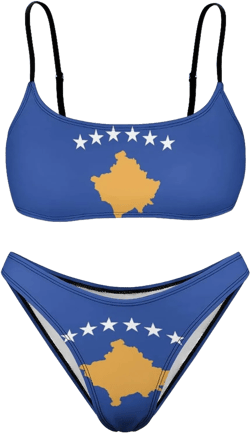 Womens 2 Piece Bikini Swimsuits Kosovo Flag Retro Low Back Bathing Suits for Womens M Medium Style-14