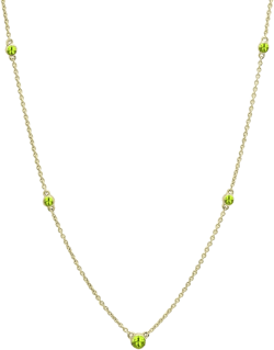 Dazzlingrock Collection Round Peridot 5 Stone Station Style Necklace for Women in 10K Solid Gold Yellow