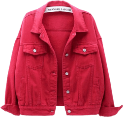ebossy Women's Candy Color Denim Jacket Relaxed Fit Casual Jean Trucker Jacket Small Red