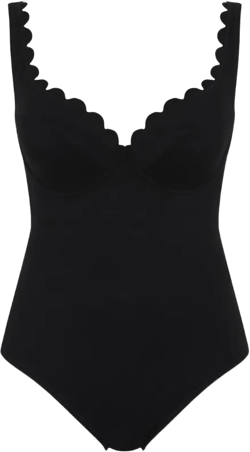 Panache Swim Spirirt Rita Underwire One Piece Swimsuit | Black, 38E | One Piece Swimsuit for Women, Tummy Control, Scallop Edge, Plunge Neckline, Textured Fabric, Classic Bathing Suit at Amazon Women’s Clothing store