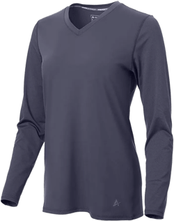 Arctic Cool Women's V-Neck Instant Cooling Moisture Wicking Performance UPF 50+ Long Sleeve Sun Protection Shirt Large Storm Grey
