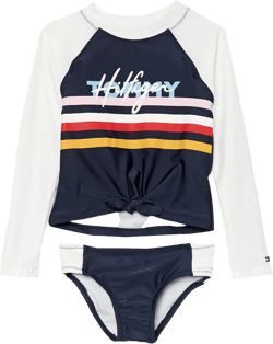 Tommy Hilfiger Girls' One-Piece and Bikini Swimsuits with UPF 50+ Sun Protection, Quick Drying Bathing Suit 6 Navy Global