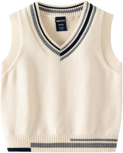 Baby Toddler Boys Girls Cotton V-Neck Sweater Vest Sleeveless Warm Waistcoat School Uniform Pullover Cable Knit Tops 3-4T Beige