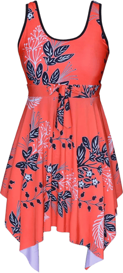 DANIFY Women's Plus Size Swim Dress Tummy Control Swimdress Cover Up Swimwear Retro Skirted Swimsuit One Piece Bathing Suit Red Floral 28