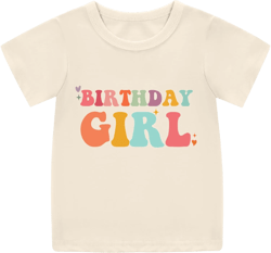 Birthday Girl Shirt Girls 1st-14th Birthday Outfit Teen Toddler Baby Cute Short Sleeve T-Shirt Beige B 14 Years