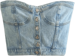 Women Y2K Denim Crop Top Vest Chic Backless Off Shoulder Strapless Corset Tube Top Sexy Button Up Jeans Camisole Top Large Blue 1