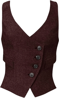 WNM-GDSSS Women's Suit Vest Fashion Sleeveless Jacket Herringbone Vests for Lady Retro Slim Fit Waistcoat X-Large Burgundy