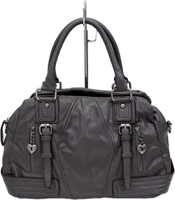 Leatherette Faux Leather Tote Shoulder Handbag Fashion Bag Taupe Dark Gray
