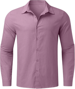 Summer Cotton Linen Shirts for Men Long Sleeve Casual Button Down Shirts Plus Size Lightweight Loose Fit Beach Vacation Tops 5X-Large A# Pink