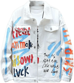 Aoleaky Cowboy Hip Hop Letters Printed Jeans Jacket Men Casual Streetwear Short Style Loose Denim Jacket Men Spring Jacket