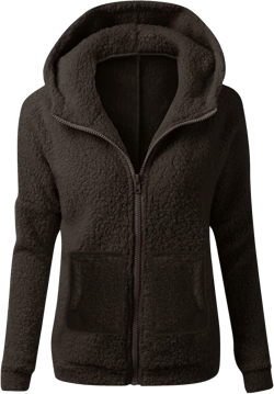Winter Coats for Women Zip Up Hoodies Fuzzy Fleece Coats Comfy Warm Plus Size Teddy Jackets with Pockets 01-coffee Medium