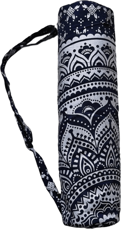 Yoga Mat Bag for Women & Men,Travel Yoga Gym Bag for 1/4"" 1/3"" Thick Exercise Yoga Mat, Full-Zip Yoga Mat Carrier Bag for Class workout Park with Adjustable Strap Mandela Black