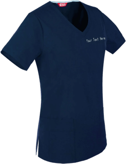 Women's Embroidered Scrub Top Personalized with Your Text Dark Blue Small