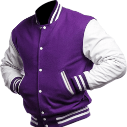 Mens Purple & White Varsity Jacket - High School College Letterman Baseball Bomber Jackets Wool + Faux Leather