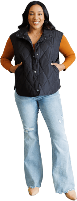 Layering Queen Quilted Puffer Vest in Black