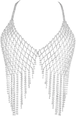 Tassel Rhinestone Chest Chain Bra Body Jewelry for Women Sexy Silver Bikini Bra Body Chains Underwear Party