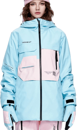 Ski Jacket Snowboard Coat Snow Winter Waterproof Insulated Windproof Baggy Warm Hooded Jacket for Men Women Large Light Blue