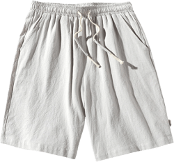 JEShifangjiusu Men's Cotton and Linen 5-Point Shorts Daily Straight Breathable Shorts Solid Color Wild Casual Shorts Gray 1 XX-Large