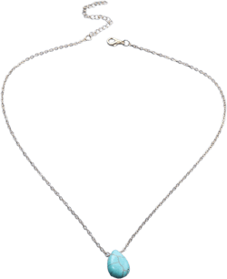 Bohemian Turquoise Choker Necklace Blue Turquoise Pendant Necklace Turquoise Bead Necklace Blue Natural Stone Necklace Chain Jewelry for Women and Girls Teardrop Turquoise