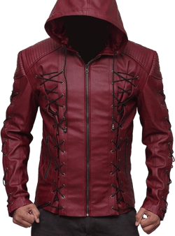 Arrow Arsenal red Hooded Colton Haynes Costume Faux Leather Jacket