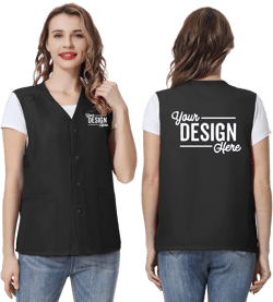 TopTie Custom Unisex Essential Work Vest Personalized Volunteer Vest Embroidered Printed Your logo Black XX-Large