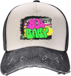 Take Me Back to The 90s Baseball Cap Cotton Hat Contrast Color Denim Baseball Cap for Men Women One Size 80s Baby Black and White 21