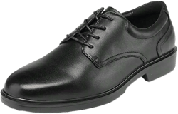 JUSRAMINC Men's Full Grain Leather Oxford Work Shoes - Classic Black Soft Toe Business Shoes With Kevlar Puncture Resistance HRV2103D