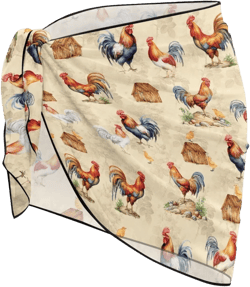Beach Sarong Wrap for Women Bathing Suit Cover Up for Swimwear Swimsuit Chicken Rooster Beige