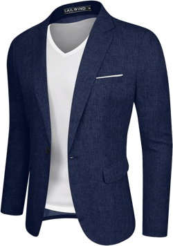 Sailwind Men's Casual Blazer Jackets Lightweight One Button Sports Coats Suit Medium Navy Blue