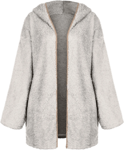 Women Winter Sherpa Jacket Coat Long Sleeve Lapel Fuzzy Warm Fleece Open Front Hooded Cardigan Outerwear with Pockets A#01 Beige XX-Large