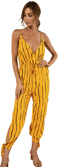Striped Hammock Belted Jumpsuit