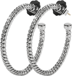 Designer Twisted Cable Wire Half Hoop Earrings 18K Gold Plated Two Toned Earrings Hoops for Women Gift Silver Wheat Chain Hoop