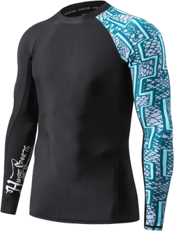 ADOREISM Men's Rash Guard Long Sleeves UPF 50+ Sun Protection Compression Swim Shirts for Men Small Zigzag