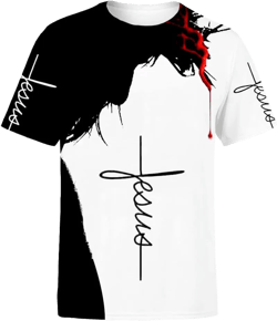Unisex 3D Graphic T Shirts Printed Casual Short Sleeve Tee Shirt Small Jesuswhite