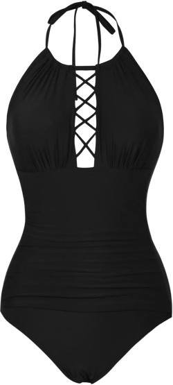 Firpearl Women's One Piece Swimsuits High Neck Cutout Ruched Tummy Control Swimwear at Amazon Women’s Clothing store