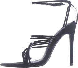 Cape Robbin Marshmallow Sexy Stiletto High Heels for Women, Strappy Pointed Open Toe Shoes Heels 6 Black