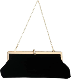 LOGOFUN Velvet Bag Rhinestone Elegant Handbag Women Wedding Party Evening Clutch Bag (Black)