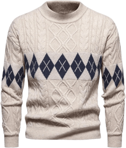 Crewneck Sweaters for Men Crochet Knit Fashion Casual Pullover Fall Jumper Tops Long Sleeve Loose Comfort Solid Color Sweater at Amazon Men’s Clothing store