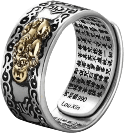 Womens Luxury Rings, Pixiu Charms Ring Feng Shui Lucky Wealth Buddhist Adjustable Ring Women #OneSize