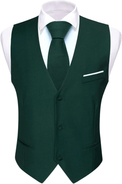 Barry.Wang Mens Formal Business Suit Vest Slim Fit Casual Solid Color Dress Waistcoat Tie Bow Tie Set Wedding Party Emerald Green Large