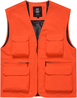 Zeiyignr Men's Casual Lightweight Outdoor Vest Quick Dry Fishing Vest Multi Pockets Sleeveless Jackets Hiking Utility Vests X-Large Orange