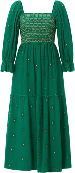 Argeousgor Women 2025 Bohemian Floral Dress Square Neck Ruffle Swing A Line Maxi Dress Long Sleeve Beach Long Dress Small Boutique Dark Green Flower Dress